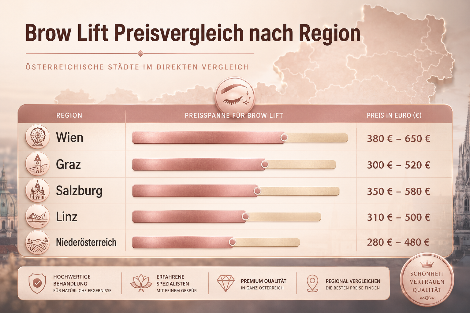 Brow Lift Kosten Österreich: Wien im Vergleich zu anderen Städten