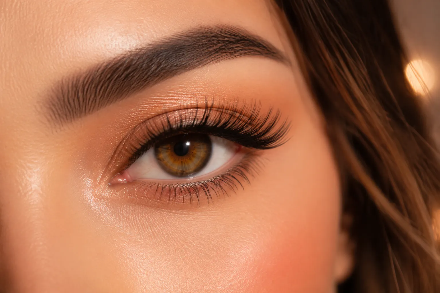 Ultra-close editorial macro photograph landscape of a woman's captivating eye with subtle color-enhancing cosmetic contact