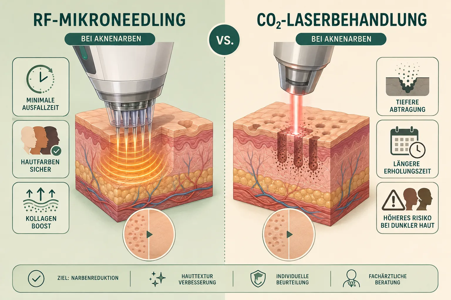 Radiofrequenz-Microneedling vs. Laser bei Aknenarben: Was ist besser?