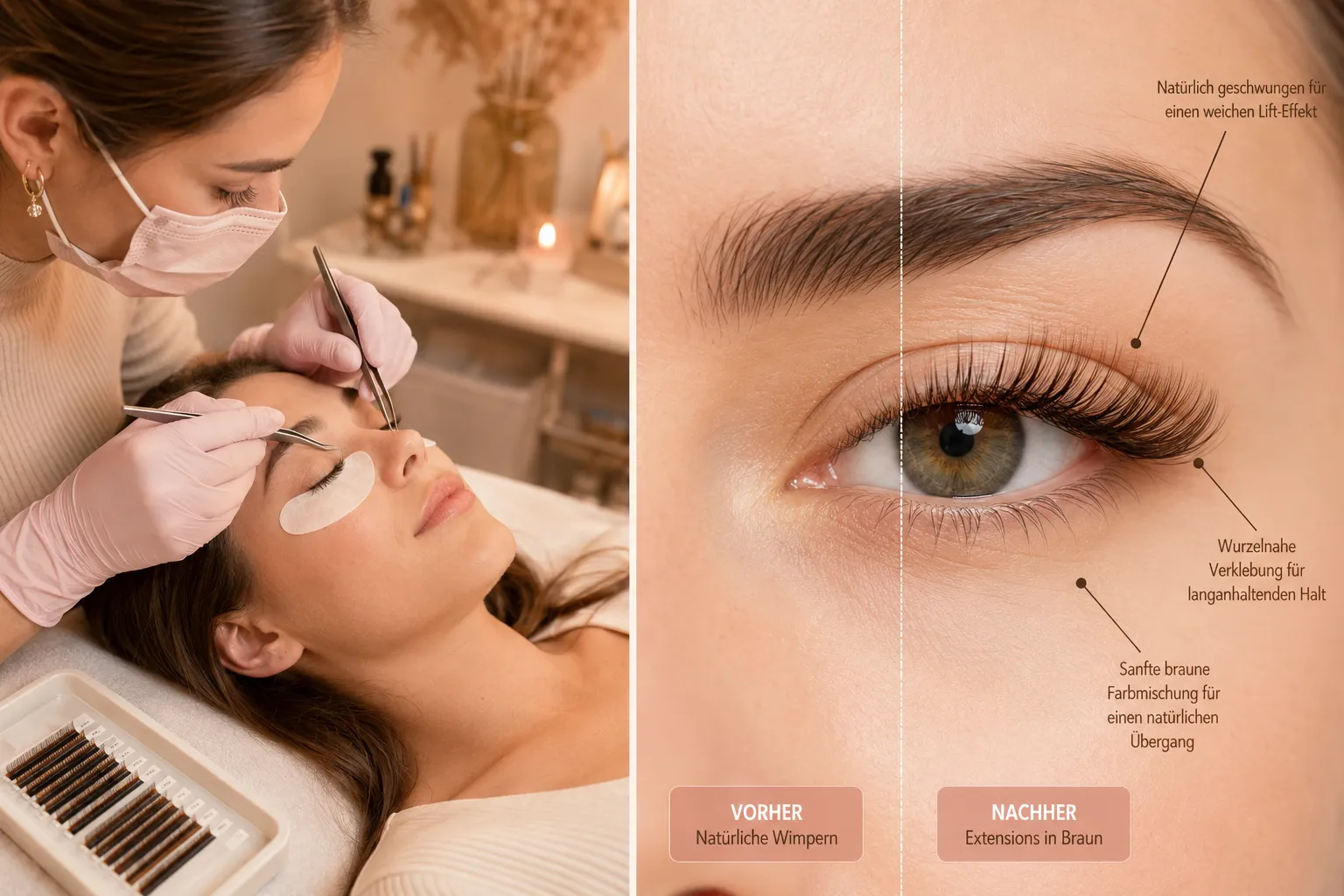 Wie pflegt man braune Wimpernextensions richtig?