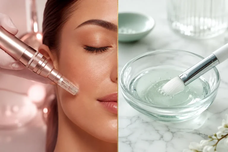 Microneedling vs. Chemisches Peeling: Beste Gesichtsbehandlung bei Akne, Narben & großen Poren