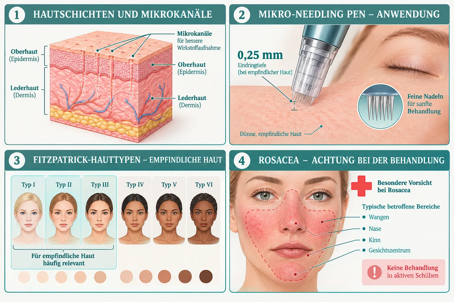 Welche Nadeltiefen sind sicher für sensible Gesichter?