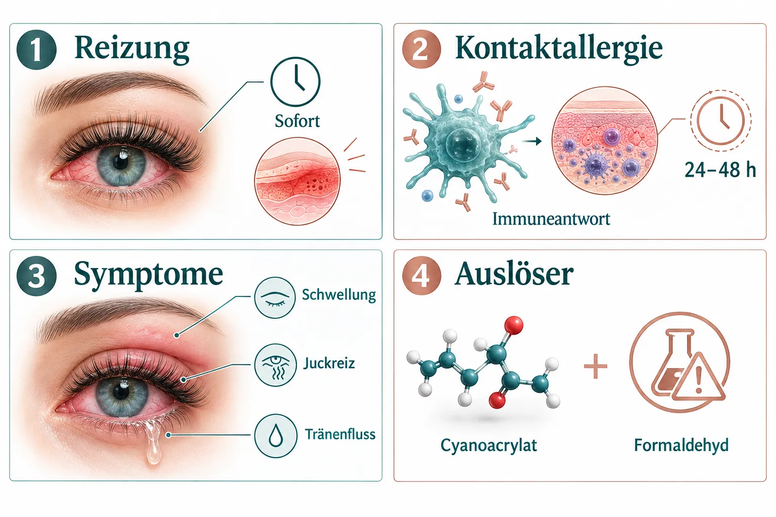 Wie lange dauert es, bis allergische Reaktionen nach Wimpernverlängerung auftreten?